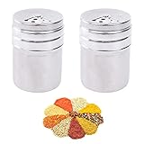 ✿【PAQUETE INCLUIDO】✿ 2 piezas latas de condimento de acero inoxidable(6*6*8.5cm);Con giratoria, la tapa cerrada, gira y fiable cierre ajustado.