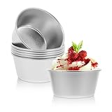 6pcs Mini Cupcake Baking Cups Round Non-Stick Pudding Baking Cups - High-Carbon Steel Muffin Mold Small Muffin Pans for Desserts and Cupcakes