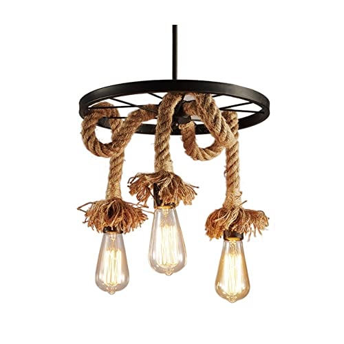 Plafonnier industriel vintage avec corde et chaine luminaire encastre E27