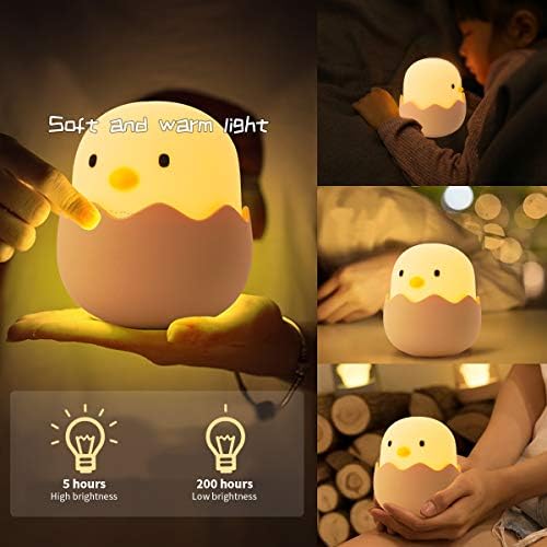 Wenscha Night Light Kids with Touch Sensor Baby Night Light Rechargeable Battery Dimmable Cute Chick Night Lights for Kids Children Baby Room Bedroom Sleeping and Reading - Warm White