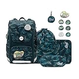 GMT for Kids Schulrucksack Set 6-teilig Ergonomische Schultasche Jungen Mädchen Schulranzen für 1-4. Klasse Wasserdicht Daypack Grundschule Dinosaurier Schultaschen Rucksack 23 L