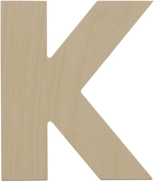 Wooden Letter K Cutouts 8", Wooden Letters for Wall Decor, Home Decor, Crafts, and Party Decorations by Woodpeckers