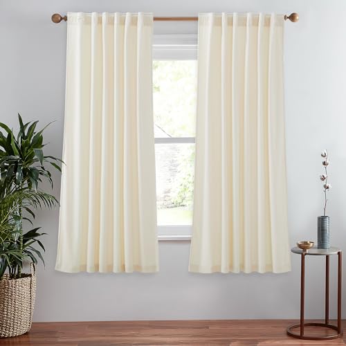 StangH Ivory White Velvet Curtains Back Tab for Nursery, W52 x L63, 2 Pcs