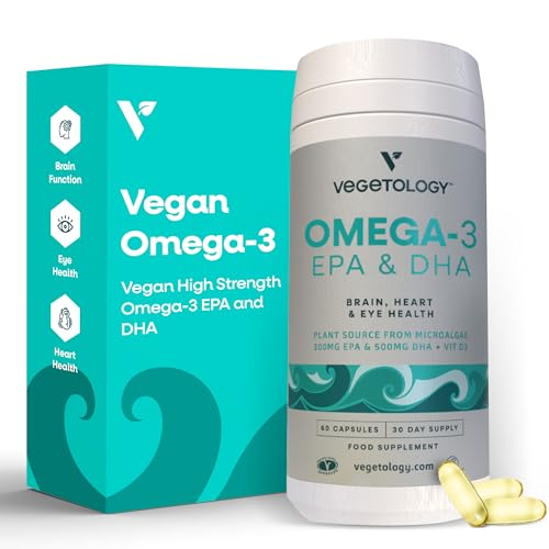 Vegan-Omega-3-Supplement-60-Capsules--Omega-3-EPA-Vitamin-D3-DHA-Supplements-Algae-Omega-3-Vegan-Supplements-for-Brain-Eye-Heart-Health--Omega-3-for-Kids-Adults
