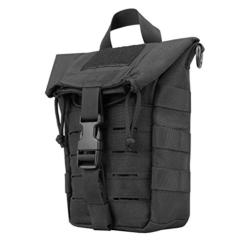 AMYIPO Water Bottle Pouch Molle Tactical Holder Storage Bag (Black - 1P)