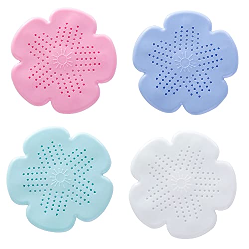 OUZRTG 4 pièces Passoire en silicone avec ventouse pour salle de bain de cuisine, couverture de drainage de douche Bouchons pour attraper les cheveux pour drainage de douche Cover