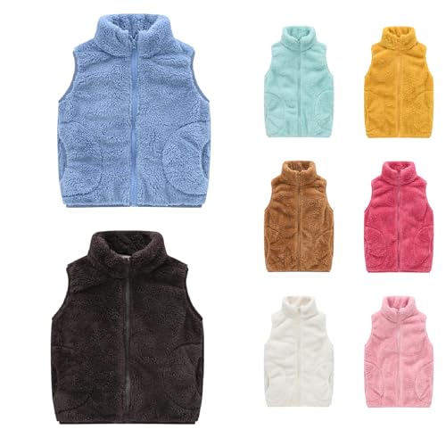 Baby Boy Girl Clothes Sleeveless Fall Winter Plush Vest Pocket Infant Kids Solid Zipper Outerwear