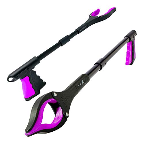 Grabber Reacher Tool 19 Inch Long, Foldable Pick Up Stick - Strong Grip Magnetic Tip - Heavy Duty Trash Picker Claw Reacher Grabber Tool Elderly Wheelchair Mobility Aid (Pink) #TOP1