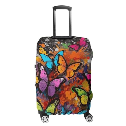 Art Graffiti Butterflies Print Luggage Cover Dustproof Suitcase Cover Elastic Washable Travel Luggage Protector Suitcase Protector Stretch Baggage Protector for 19-32 Inch Luggage XL4