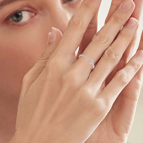 Cross Ring for Women 925 Sterling Silver Thin Cross Rings Religious Christian CZ Eternity Statement Ring Size 5-103