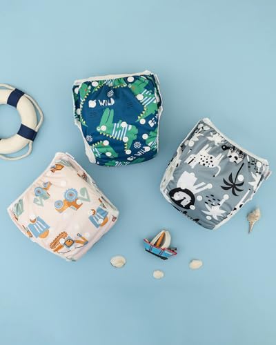 Image of ALVABABY Large Cloth Swim Diaper 3pcs Baby /Toddler /Infant Snap Reusable Adjustable Swimming Diaper Baby Boy and Girl 3ZSWY68A