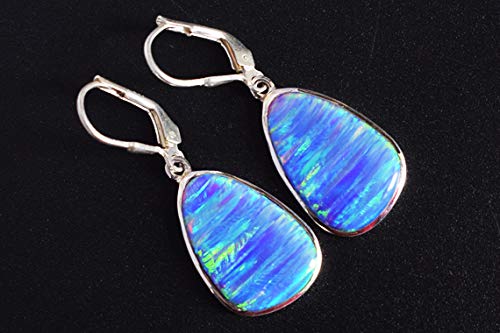 Boucles d'oreilles opale de feu multicolore bijoux faits main - 2