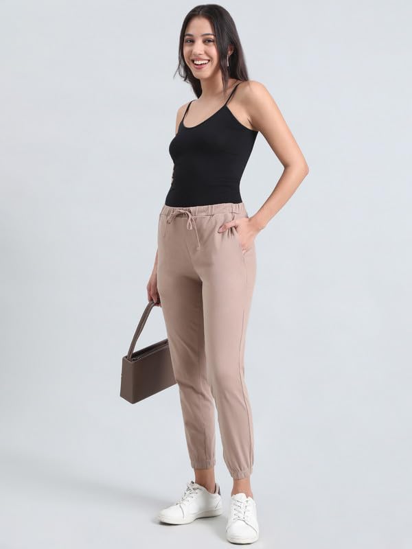 Image of GO COLORS Soft Cotton Blend Joggers Ankle Length for Women| Breathable, Mid Rise