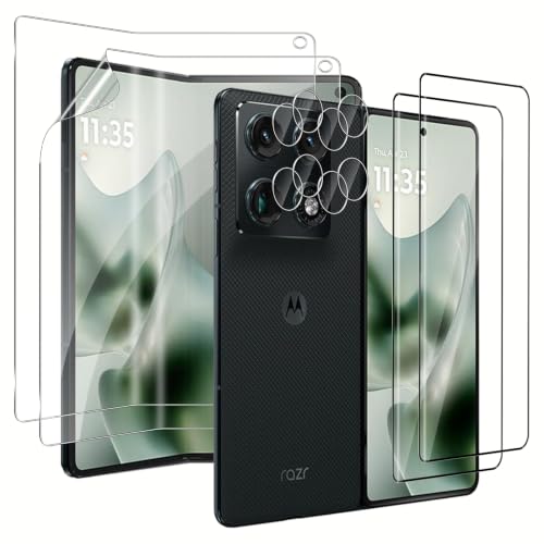QULLOO Verre Trempé pour Motorola Moto Razr Fold, 2pcs Avant 9H Dureté Protection Écran + 2 pcs Flexible TPU l'intérieur Protecteur D'écran + 2 pcs...