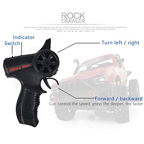 Yikeshu Rc Truck Remote Control Rock Crawler Off-Road Racing Vehicles 1:16 2.4G 2Ch 4Wd Offroad Rc Crawler Kids Toy Climb Semi Truck Rtr Trailer Led Lights Red (Wpl-C14) #TOP6