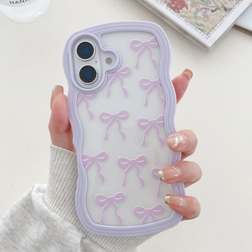 Étui iPhone 16 en silicone souple transparent antichoc à motif ruban violet