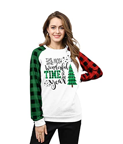 Image of PECHAR Christmas Tree Sweatshirts Women Pine Tree Print Shirts Nature Lover Gift Casual Tee Long Sleeve Xmas Pullover