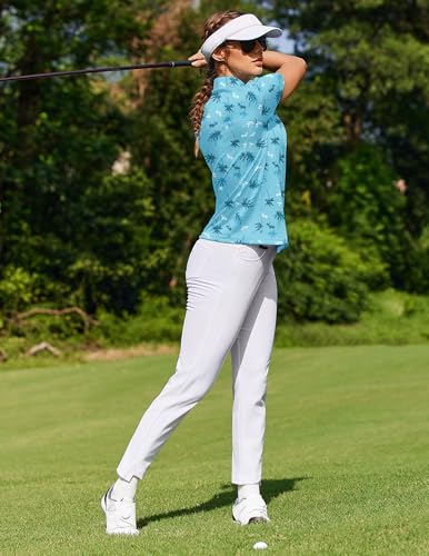 Image of PINSPARK Womens Golf Shirt Short Sleeve Polo V-Neck Quick Dry Tennis Tops | Moisture-wicking Breathable Fabric, Classic Collar, Slim Fit, Ideal for Golf Tennis Pickleball Casual