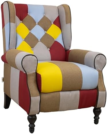 Poltrona Relax Reclinabile Patchwork Bergère Design Moderno