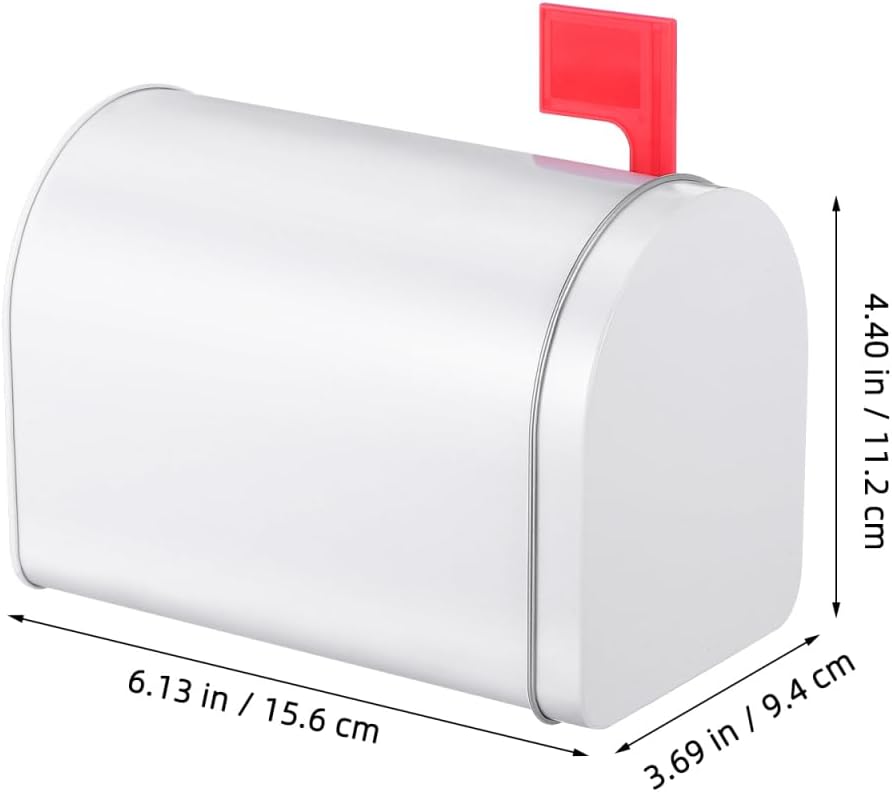Ipetboom Tinplate Mailbox Toy Mini Mailbox for Cards Raised Signal Flags DIY Santa Gift Post Box Decorative Storage Box for Valentine Playhouse Outdoor Play Activities 6.14 X 4.40 X 3.70 in image 4