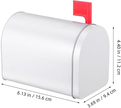Tinplate Mailbox Small White Mail Box with Raised Signal Flags for Classroom Role Playing and DIY Projects Handicraft