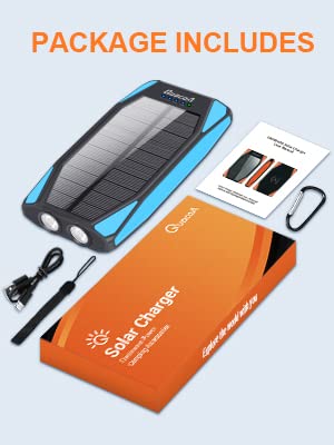 Solar Phone Charger Power Bank, Quacoa 20000Mah Portable Cell Phone Battery Panel Charger With 2 Usb & Type-C Port, Waterproof Qi Wireless Charging Powerbank With Dual Led Flashlights For Emergencies #TOP7