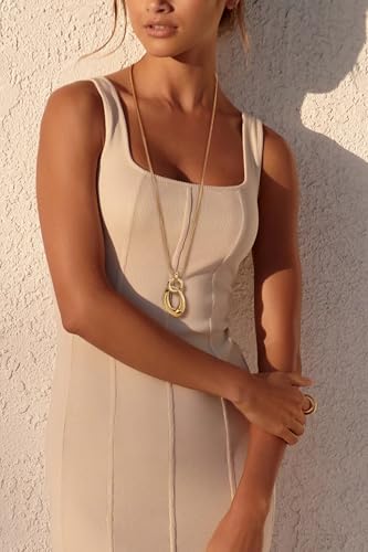 CLASSYZINT Long Sweater Chain Necklace for Women Long Tassel Chain Necklace Large Pendant Sweater Y-Necklace2