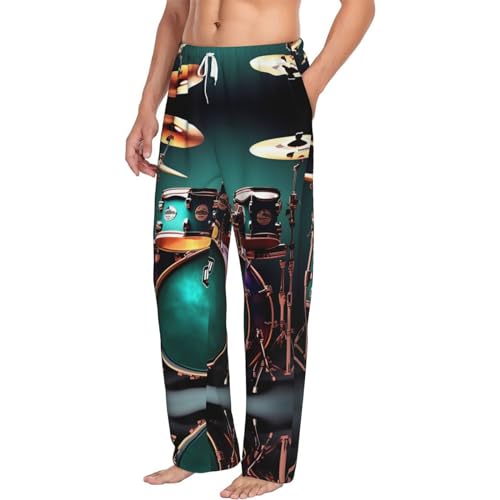 Cool Drum Set print Mens Sleepwear Pajamas Pants with Pockets Soft Sleep Lounge Bottoms Sleep Pj Bottoms for Men2