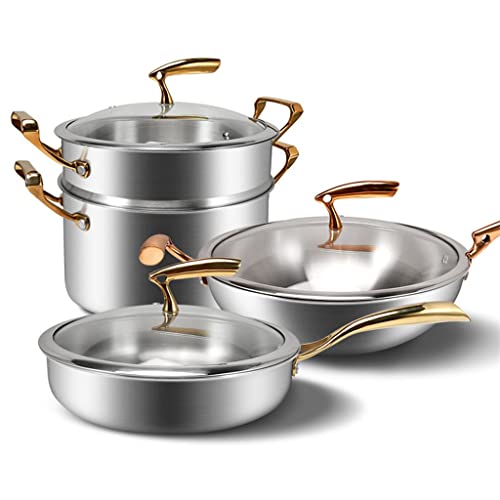 OQHAIR Juego de Utensilios de Cocina Sopa de Cocina u Leche de Cocina u Sartén Cocina de Vapor u Baño maría Cocina de Cocina u Juego de Cocina Sartén Antiadherente Cacerola