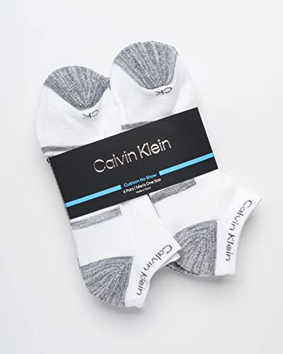 Image of Calvin Klein Mens No Show Socks - 6 Pack Soft Cotton Blend Cushioned Athletic Low Cut Socks for Men for Sports and Running