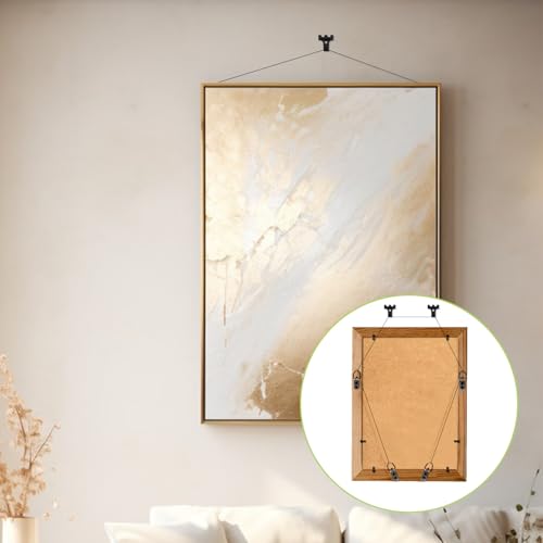 Image of Picture Hanging Kit - 1 Roll 10M Picture Wire & 6 Hanging Hooks & 12 D-Rings with Nails Heavy Duty Picture Hangers for Wall Art, Exhibitions & Galleries(Black)
