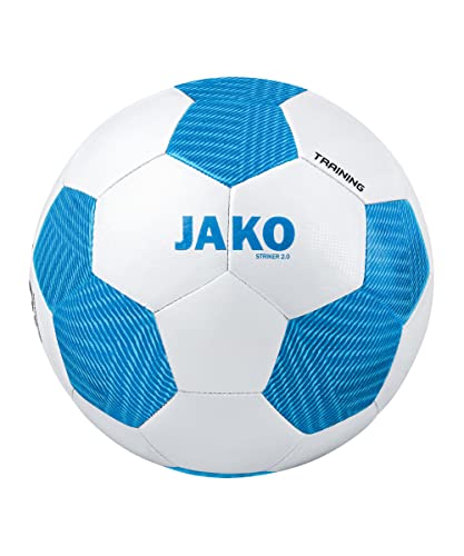 JAKO Unisex Trainingsball Striker 2.0, Weiß/Jako-Blau, 5