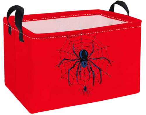 Image of Essme Rectangular Spider Baskets,Halloween Storage Box,Cute Basket for Room Decor, Book Bins,Shelf Basket.(Red