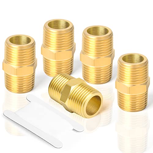 1/8 NPT Male X 1/4 NPT Female Brass Pipe Fitting Hex Reducer Adaptor, 4pcs - View #2