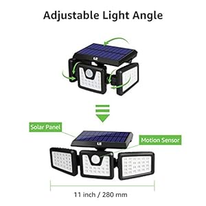 LE Solarleuchte für Außen mit Bewegungsmelder, 1000 Lumen 70 LEDs Solarlampen Aussen, IP65 Wasserdicht, 270° Beleuchtungswinkel, 360° Drehbar Solar Außenleuchte Wandleuchte für Garten Balkon Garage – Bild 6