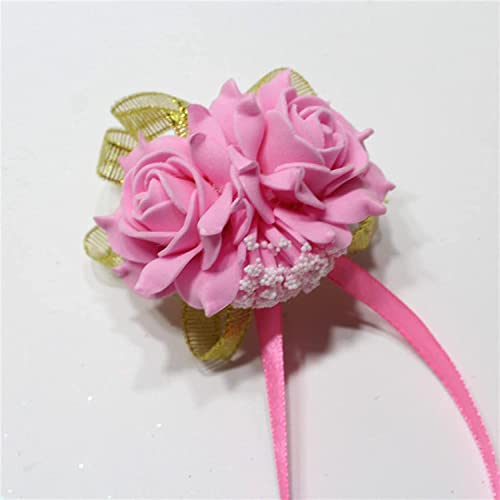 Mariée Corsage 12 Couleur Mousse Rose Ruban De Soie Mariée Corsage Main Bracelet Décoratif Bracelet Demoiselle D'honneur Mariage Fleurs pour Mariée et Demoiselle D'honneur FFVWVGGPAA F001030(Color Cover
