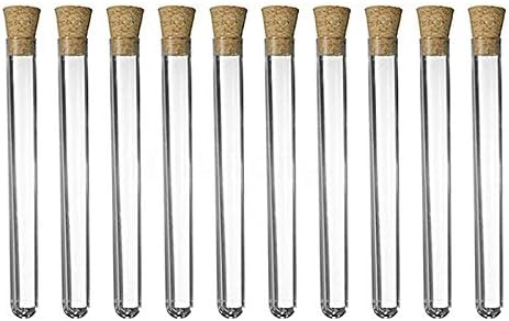 100 Pack Plastic Test Tube with Cork Stopper Bead Storage Vial Containers Wedding Favor Tube - 16mm x 150mm - Transparent Jewelry Storage Containers…