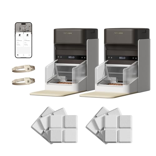 Image of Bundle of PETLIBRO Upgraded RFID Automatic Cat Feeder, 2 Packs 5G Wi-Fi Automatic Pet Feeder, 3L Auto Cat Feeder App Control with Light Collar Tag + PETLIBRO 6 Packs Pet Food Desiccant Bag