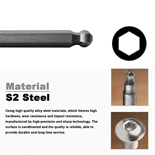 Vesttio Ball End Hex Head Metric Allen Wrench Drill Screwdriver Bit Set 7Pcs 1/4 Inch Hex Shank 2.56 Inch/65 Mm Length S2 Steel With Magnetic For Power Screwdriver Drill Impact Driver #TOP5