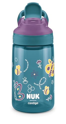 NUK By Contigo Easy Sip Cup - Botella para niños (a partir de 4 años) antifugas, fabricada en Tritan resistente, sin BPA, apta para lavavajillas, 420 ml, natural