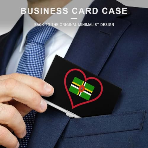 I Love Dominica Red Heart Business Card Holder Slim Credit Case Pocket Name Case Wallet for Men Women3