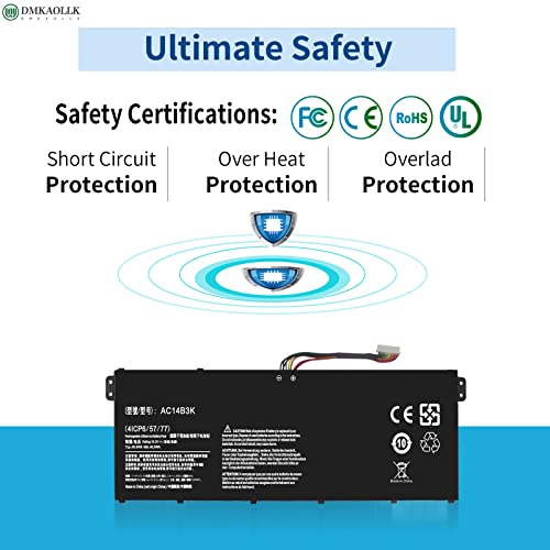 Dmkaollk Ac14B3K Battery For Acer Chromebook 15 Cb3-531 Cb3-531-C4A5 Cb5-571 Cb3-111 C810 C910 Aspire R5-571Tg R5-571Tg-7229 Spin 3 Sp513 Sp513-51-55Zr Aspire E15 Es1-512 Kt00403032 #TOP3
