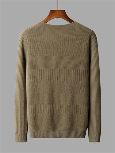 Men’s Autumn Winter V-Neck Wool Sweater Solid Knit Pullover Textured Loose Button Tops2