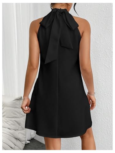 Image of Floerns Women's Pearl Beaded Halter Twist Sleeveless Tie Back Dress A Line Dress