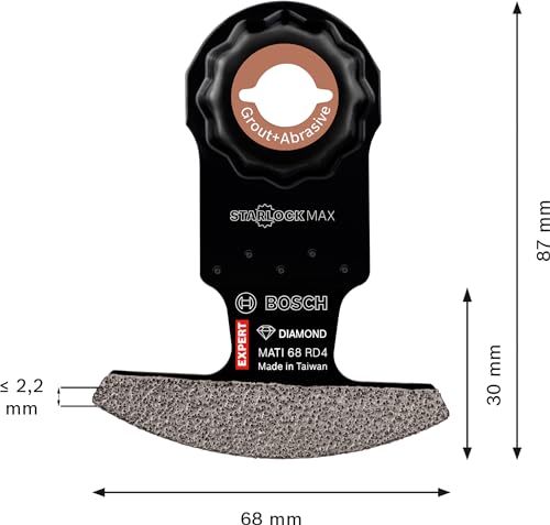 Bosch 1x EXPERT MATI 68 RD4 Eckblätter (für Mörtel, Weiche Fliesen, Breite 68 mm, Schnittbreite 2,2 mm, Professional Zubehör Multifunktionswerkzeug)