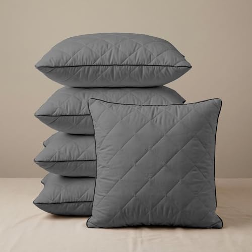 Image of AYKA Microfiber Cushion Filler Set of 5 (16 x 16 Inch) | Soft & Fluffy Sofa Cushions Inserts | Premium Polyester Fiber Throw Pillows for Sofa, Couch, Bed & Living Room Decor | Grey