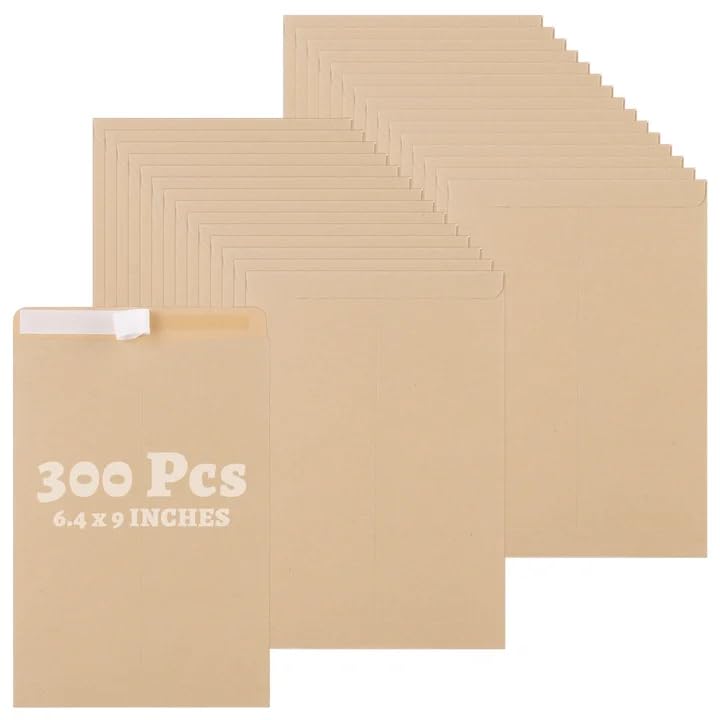 GBACHOOSE 300 Pcs C5 Kraft Envelope, 229×162mm Self Seal Pocket Envelopes, 100 GSM Peel & Seal Wallet Envelopes, Brown Letter Envelopes for Mailing, Posting Shipping Storing Documents