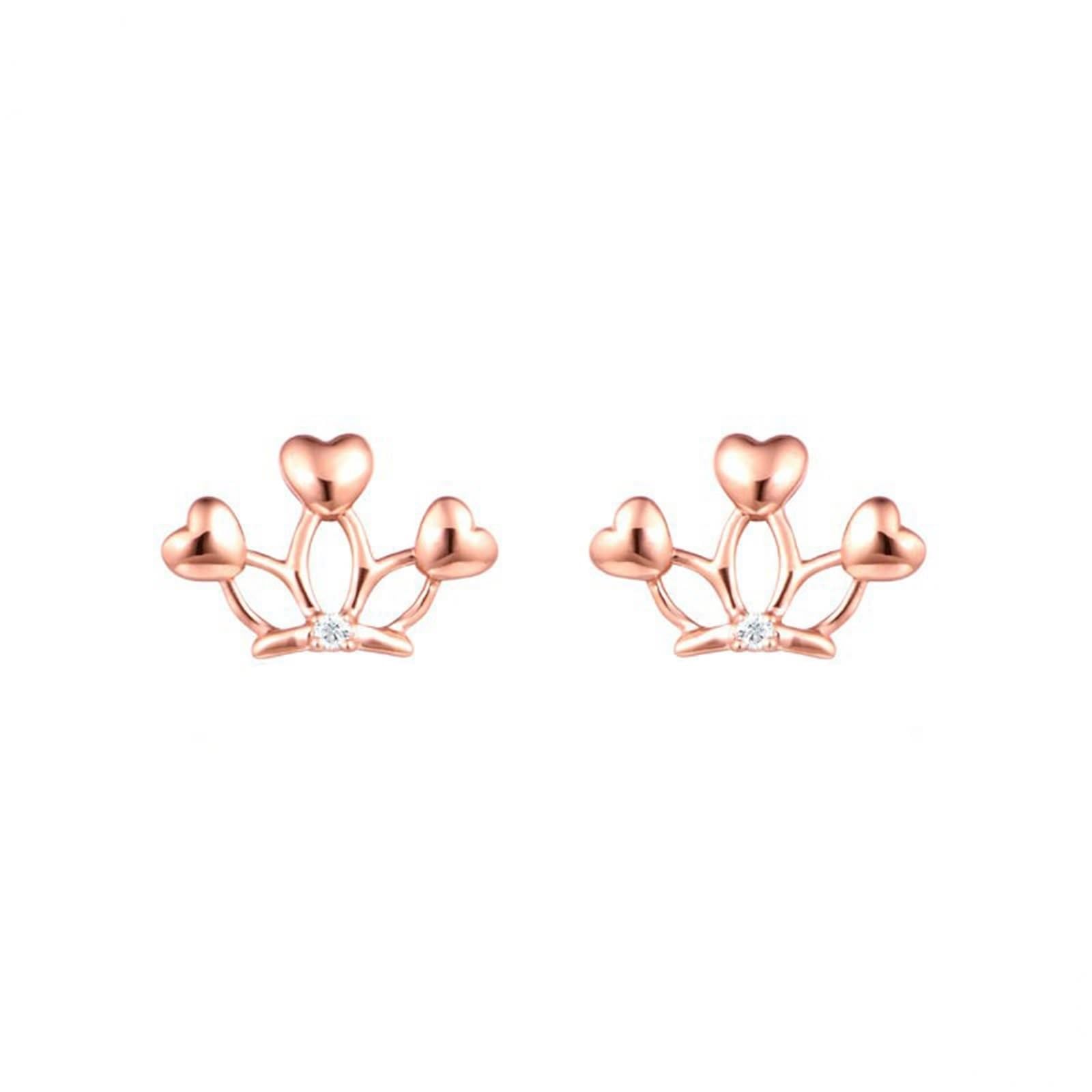 Epinki Pendientes Oro 9K/18K para Mujer, Moissanita/Diamante Corona con Corazón Pendientes Fiesta Joyería