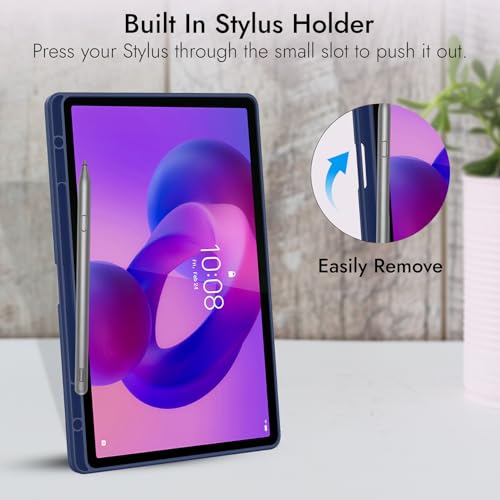 Image of Robustrion Cover for Lenovo Idea Tab Plus 12.1 inch Cover Case with [Pencil Holder], Trifold Cover Case for Lenovo Idea Tab Plus Tablet Cover [Auto Sleep Wake Support] - Navy