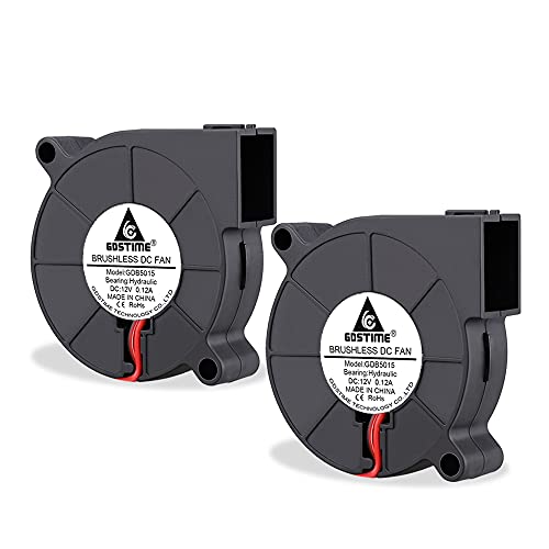 GDSTIME 2 Stück Lüfter 5015 12V Fan 5015 Radiallüfter 12V Blower Fan 50x50x15 Centrifugal Lüfter 4500 U/min für Kühlung Lüfteraustausch